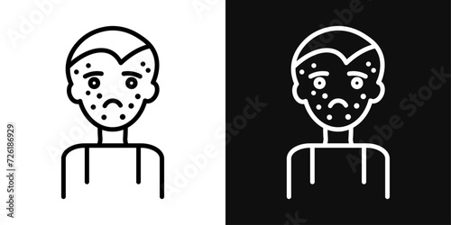 Man Acne on Face Icon Set. Vector Illustration