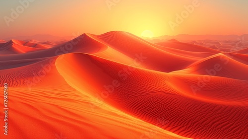 Desert dunes at sunset. 3d illustration. Natural background - Generative AI