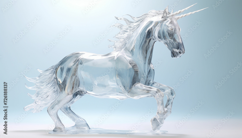 Unicorn white ice sculpture modern art Unicorn white ice sculpture modern art