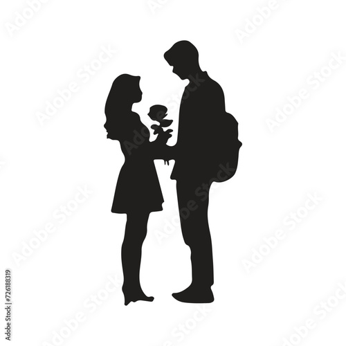 Silhouettes of Romantic Loving Couples