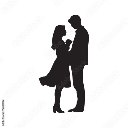 Silhouettes of Romantic Loving Couples