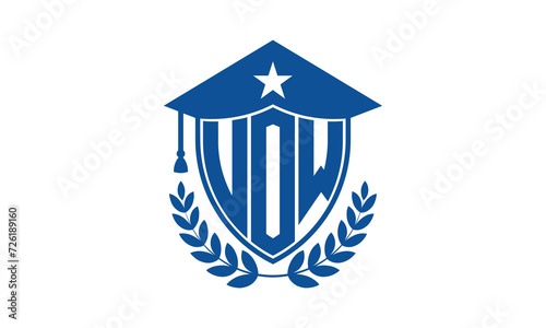 UOW three letter iconic academic logo design vector template. monogram, abstract, school, college, university, graduation cap symbol logo, shield, model, institute, educational, coaching canter, tech
