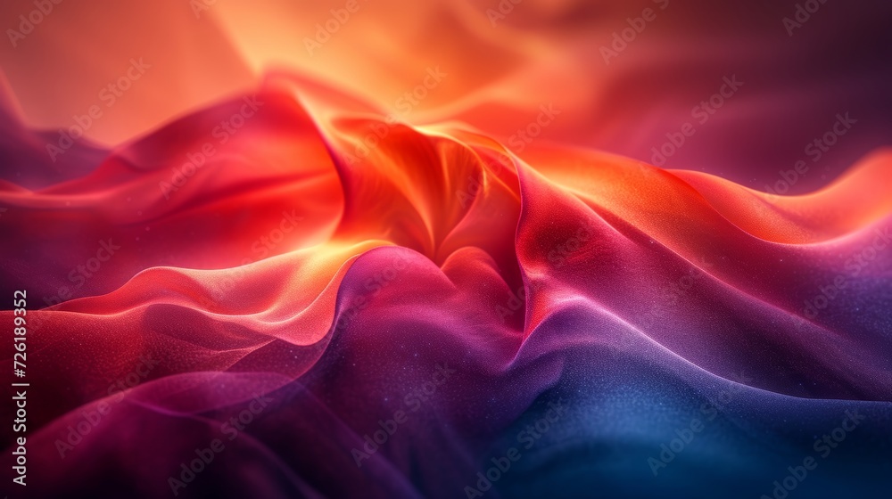 Obraz premium 3d rendering of abstract wavy fabric background in red and blue colors - Generative AI