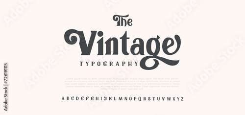 Vintage Abstract elegant technology logo font alphabet. Minimal modern urban fonts for logo, brand etc. Typography typeface uppercase lowercase and number. vector illustration