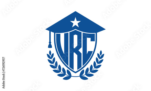 URC three letter iconic academic logo design vector template. monogram, abstract, school, college, university, graduation cap symbol logo, shield, model, institute, educational, coaching canter, tech