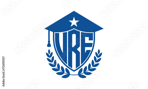 URE three letter iconic academic logo design vector template. monogram, abstract, school, college, university, graduation cap symbol logo, shield, model, institute, educational, coaching canter, tech
