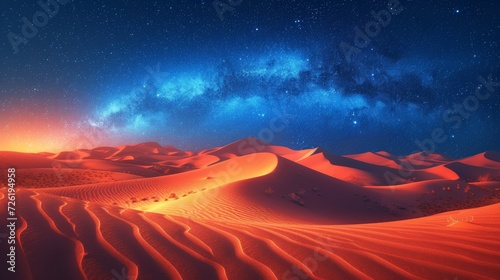 Desert landscape with stars and milky way. 3d rendering - Generative AI