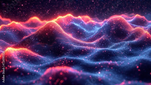 3d rendering of abstract digital landscape with glowing particles in cyberspace - Generative AI