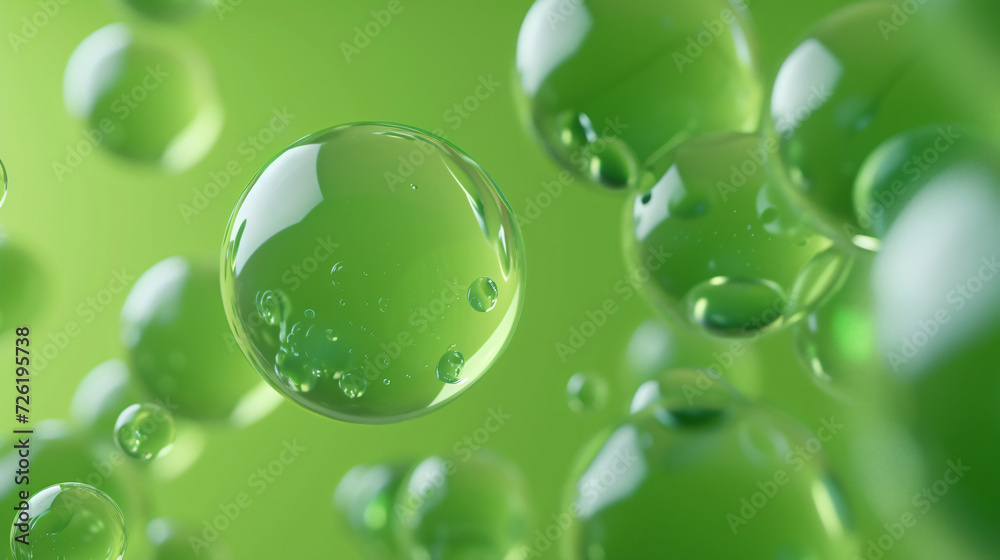 Three dimensional render of green spheres