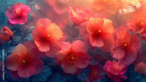 Hibiscus flower background. Hibiscus rosa sinensis. - Generative AI © AlexandraRooss