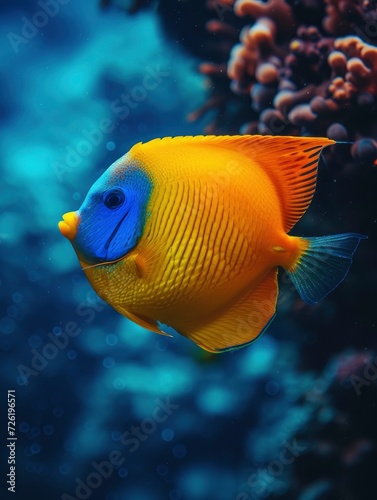 Multicolored tropical fish form a heart shape swimming underwater, diving, vivid underwater photo © shooreeq