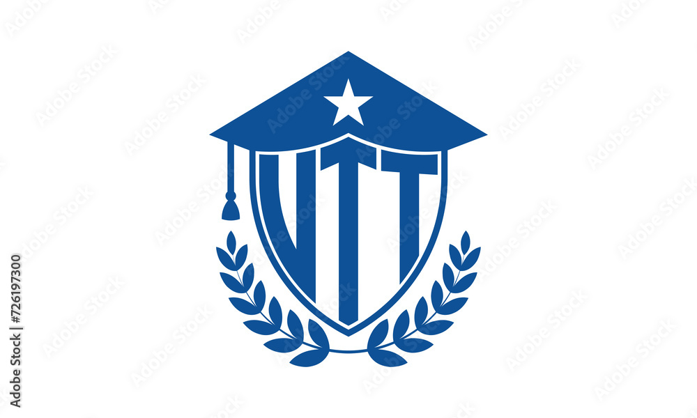 UTT three letter iconic academic logo design vector template. monogram, abstract, school, college, university, graduation cap symbol logo, shield, model, institute, educational, coaching canter, tech UTT three letter iconic academic logo design vector template. monogram, abstract, school, college, university, graduation cap symbol logo, shield, model, institute, educational, coaching canter, tech