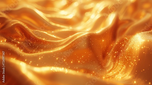 Golden fabric with sparkles. 3d rendering, 3d illustration. - Generative AI
