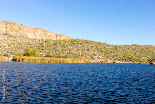 Quadro em tela Landscape Canyon Lake, Reservoirs Formed by Damming of Salt River in US, Arizona, Salt River Project