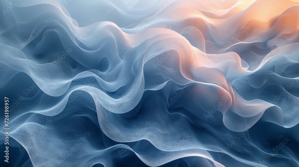 Obraz premium abstract blue background with smooth wavy lines, 3d rendering - Generative AI