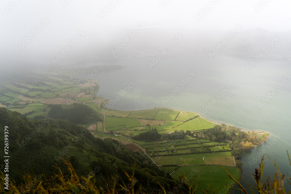 Fototapeta premium Viewpoint of Sete Cidades crater lake in Azores Sao Miguel Portugal