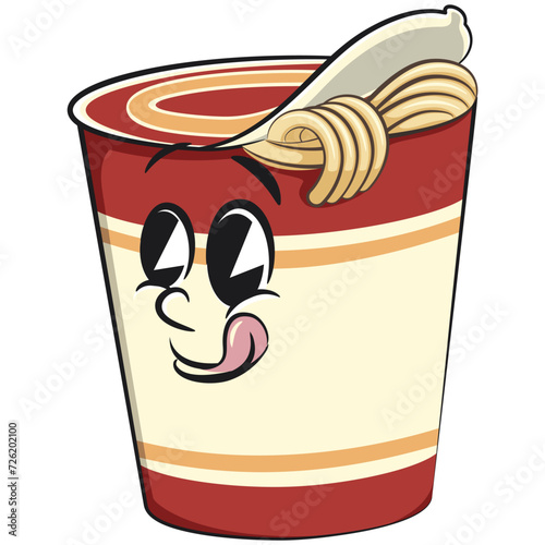 vector isolated clip art illustration of cute instant noodles cup mascot, work of handmade 