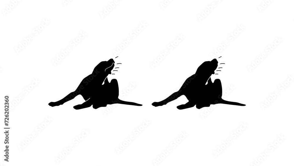 the dog is itching, black isolated silhouette the dog is itching, black isolated silhouette