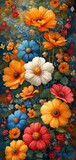 A happy, sunny watercolour background of various densely packed European summer blossoms
