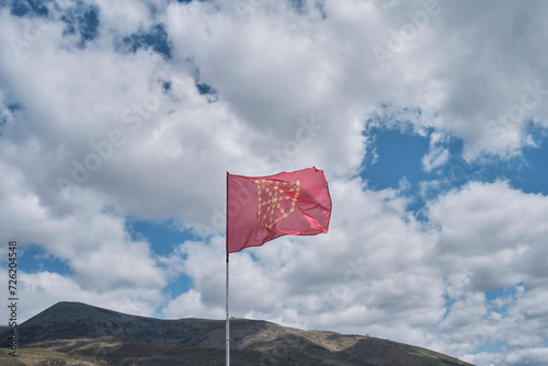 Bandera de Navarra ondeando en una colina