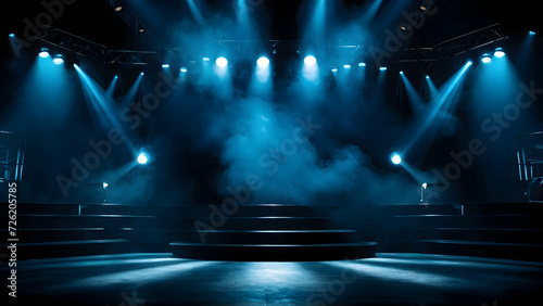 Stage Spotlight with smoke, Stage lights, Stage Spotlight on a dark background