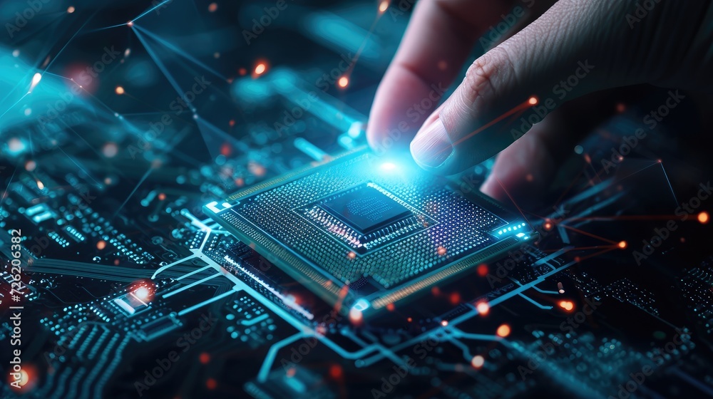 A new CPU technology concept with a hand holding a new generation CPU, symbolizing cutting-edge advancements, Ai Generated