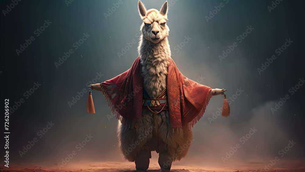 Cute llama superhero. Created with generative AI.	

