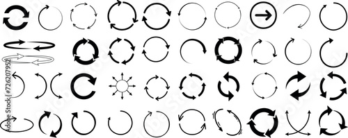 circles arrows Vector icon set, perfect arrows for web design, apps, software interface. Editable stroke, minimalist design, Collection of navigation signs, directional indicators