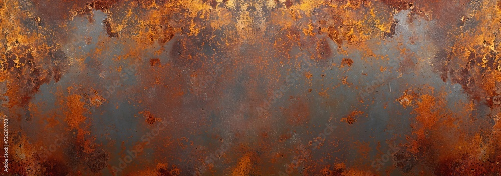 Grunge rusty orange brown metal corten steel stone concrete wall or floor background rust texture, Generative AI  - obrazy, fototapety, plakaty 