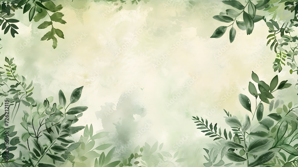 nature  watercolor background lush greenery and delicate foliage seamless pattern.
