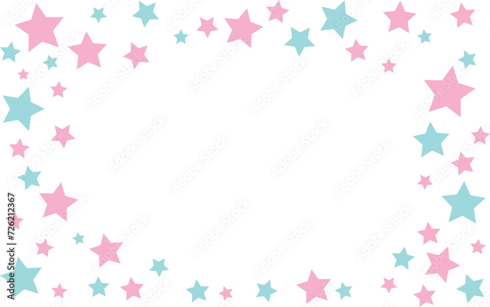 ピンク色と水色の星のフレーム背景