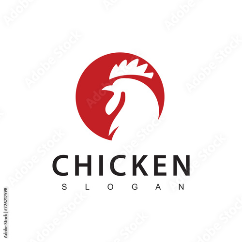 Fire chicken logo, hen flame hot symbol vector icon illustration, fast food restaurant icon
