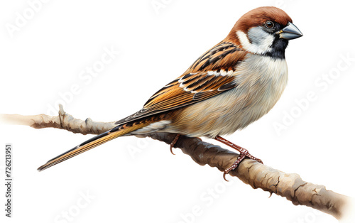 Tiny Sparrow Bird Isolated on Transparent Background PNG.