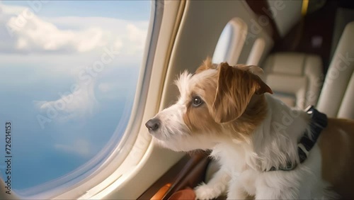 Take your pets travel experience to new heights with a private jet providing firstclass accommodations and a serene view of fluffy clouds drifting by. photo