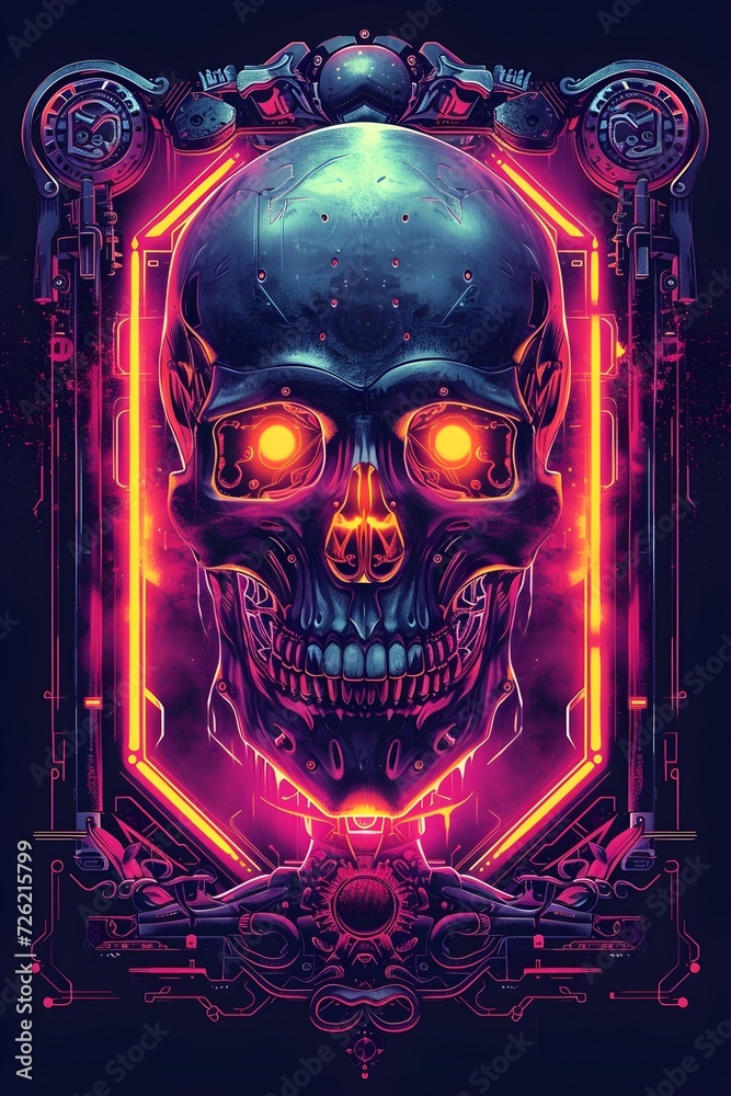 mockup t-shirt design that illustrates a cyborg skull onimusha commander, in a Japanese-style mockup t-shirt design that illustrates a cyborg skull onimusha commander, in a Japanese-style