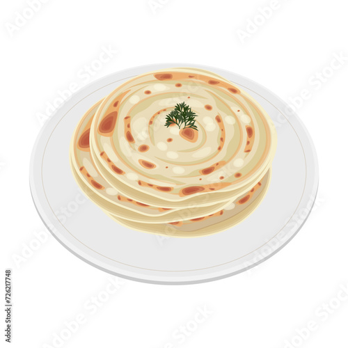 Pile of a Flatbread Parotta Paratha or Canai Vector illustration logo