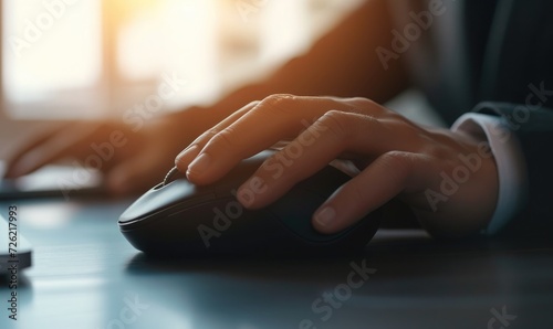 businessman hand is using a mouse photo
