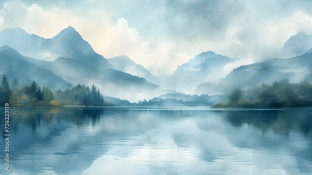 watercolor background reflections on the water's surface watercolor background reflections on the water's surface