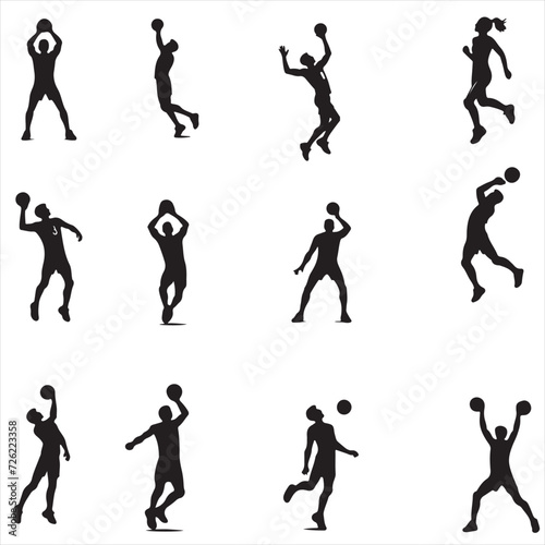 set of volleyball players silhouettes , volleyball players silhouettes , group of volleyball players silhouettes , volleyball silhouettes  , women volleyball silhouettes © Muhammad