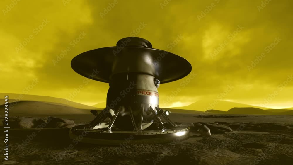 3D Animation showing the Venera 9 space probe landing on Venus Stock ...