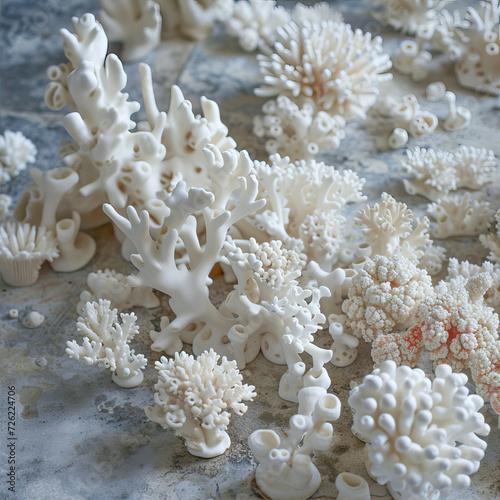 White corals on a gray background 