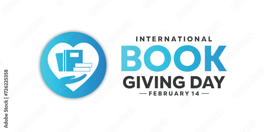 International Book Giving Day. Book, Hand and Heart. Suitable for Banners, cards, posters, social media and more. White Background. International Book Giving Day. Book, Hand and Heart. Suitable for Banners, cards, posters, social media and more. White Background.