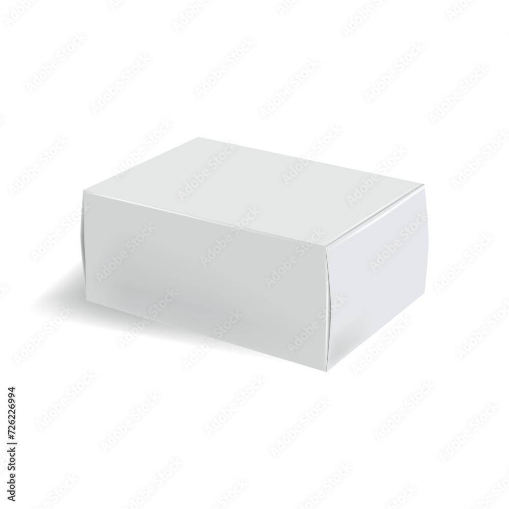 Realistic white box mockup with isolated images of similar blank packaging box on blank background vector. Realistic white box mockup with isolated images of similar blank packaging box on blank background vector.