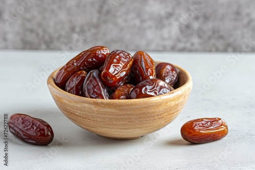 small bowl kurma dates handful marble background