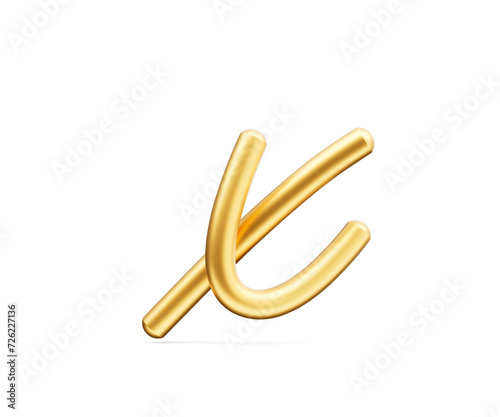 3d Golden Shiny Small Letter x Alphabet x Rounded Inflatable Font White Background 3d Illustration