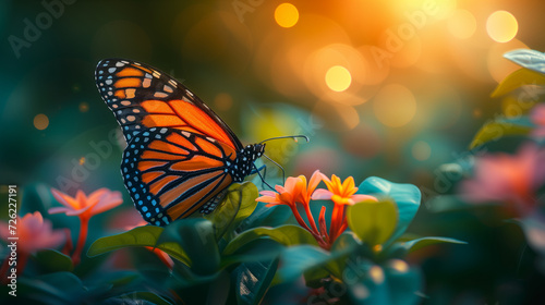 butterfly on flower at sunset golden hour during Spring © Fokke Baarssen