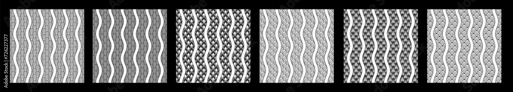 Set of six fish, dragon, snake scales seamless vector patterns. Scales ...
