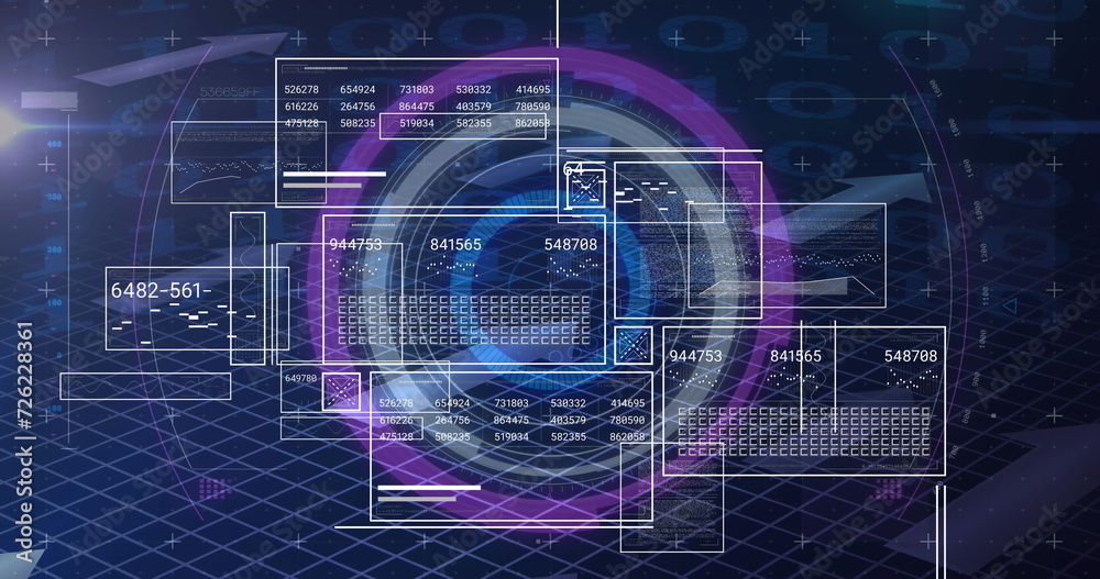 Image of data processing over blue background Image of data processing over blue background