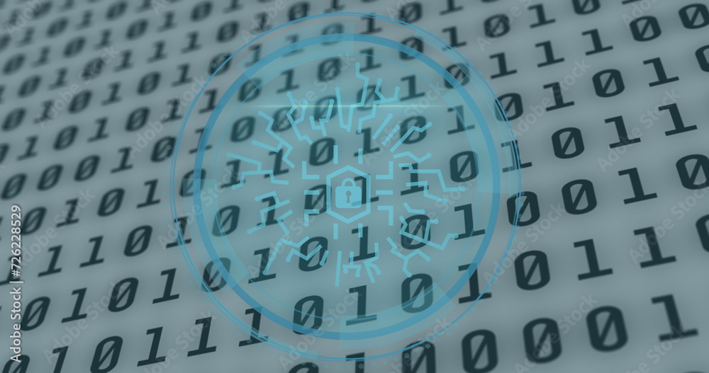 Obraz premium Image of data processing and padlock over white background