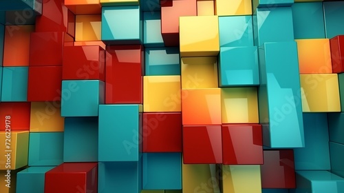 Dynamic abstract geometric blocks background design - vibrant 3d render for creative projects